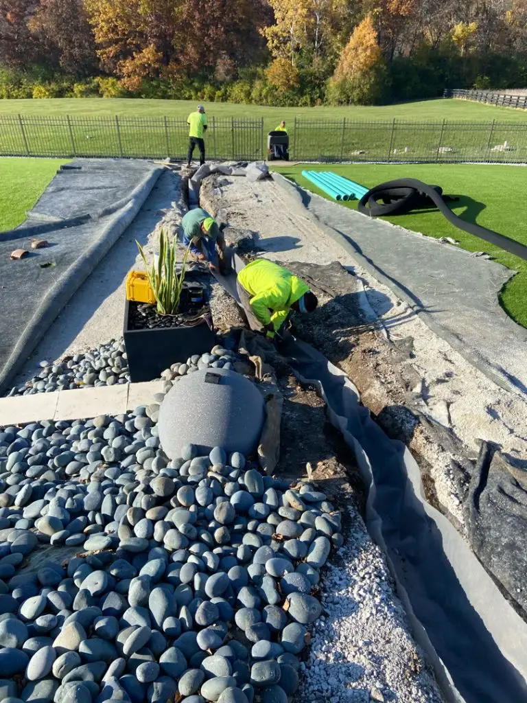 Our team recently completed the installation of a French drain system in Milwaukee, WI. The system includes a network of perforated pipes encased in gravel, strategically placed to capture and redirect surface water away from key areas. This setup effectively prevents water accumulation and potential flooding, ensuring better drainage and long-term protection for the property. The installation blends seamlessly with the landscape while offering a highly functional solution to water management challenges.